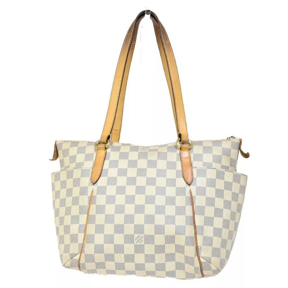 LOUIS VUITTON Totally PM Shoulder Bag Damier Azur Leather White - Picture 1 of 14